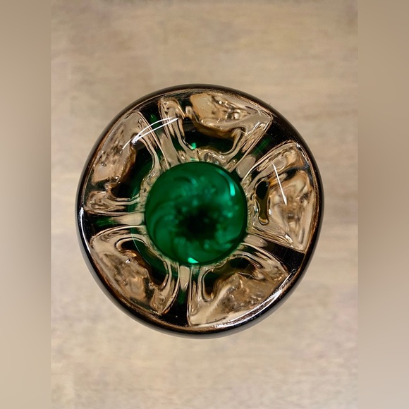 Vtg. Czech Bohemian Chribska Twisted Green Glass Vase by Hospodka - Picture 3 of 10